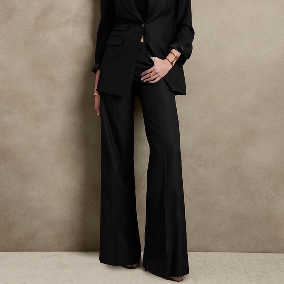 NWT Banana Republic Women's Lido Wide Leg Wool Pants, sz 2 - Picture 1 of 5